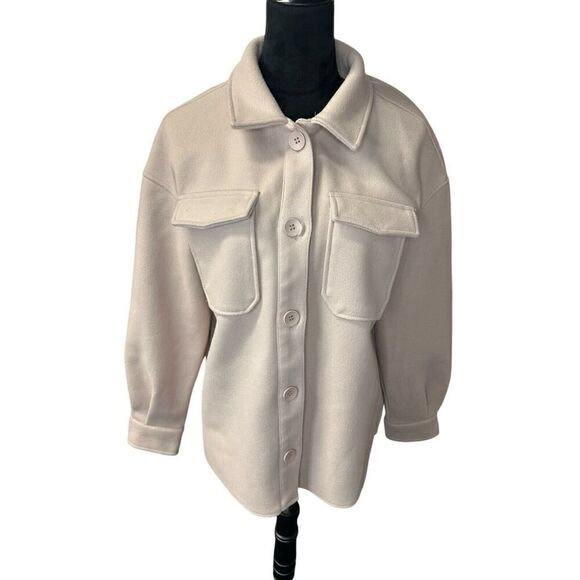 Avec Les Filles Oversized Woven Shacket in Blush Medium - Picture 3 of 13